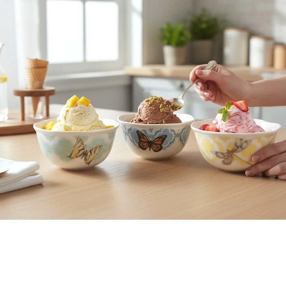 Lenox‎ Butterfly Meadow Porcelain Dessert Bowls Set of 3 Scalloped Rim 4.75